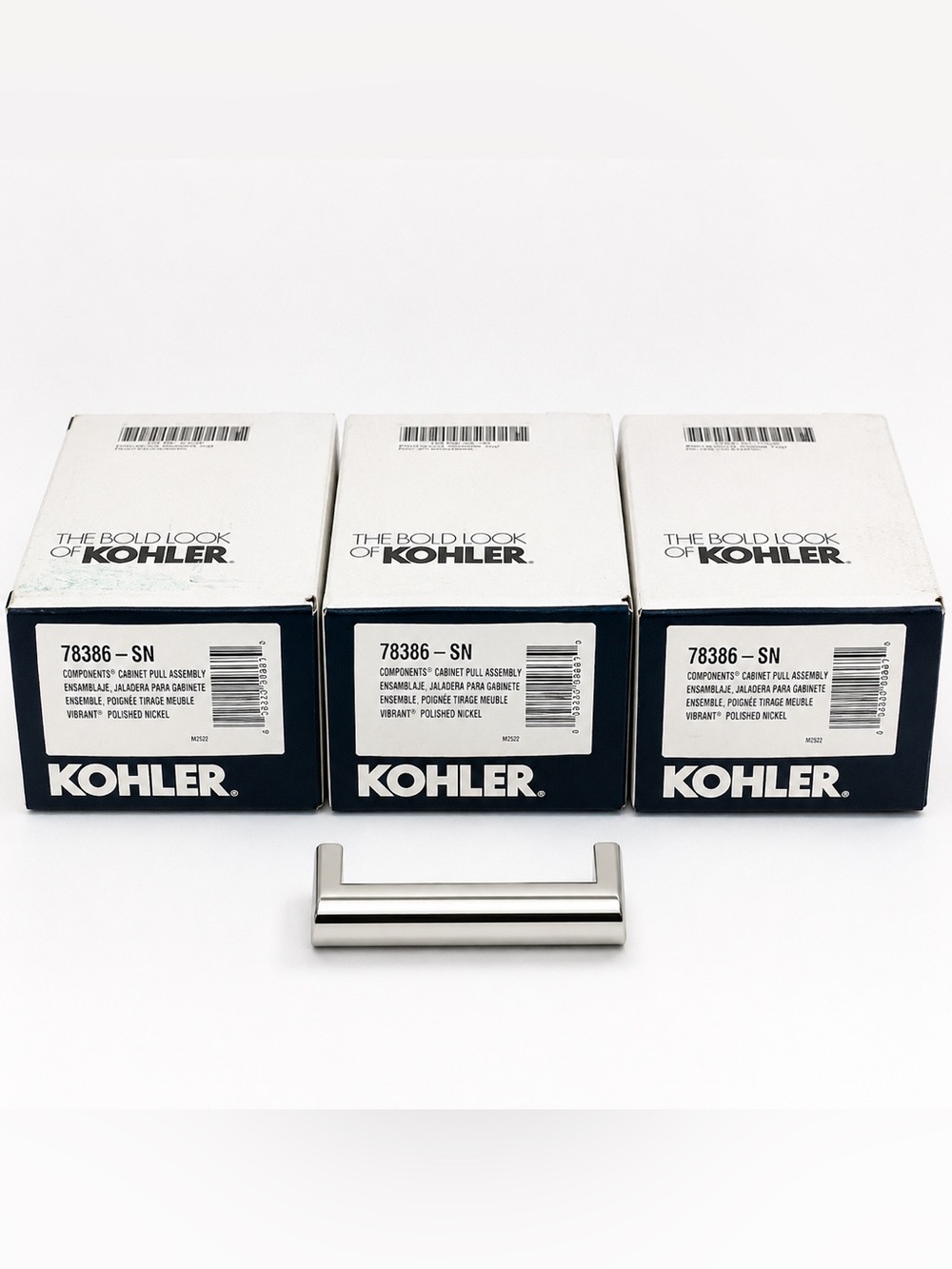 NEW Lot of 3 Kohler Components 3” Cabinet Drawer Pulls Polished Nickel